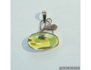 Genuine Baltic amber golden pendant with fossil insect- Fly. #g160_0006