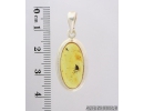 Genuine Baltic amber Silver pendant with fossil insect- Long-legged fly Dolichopodidae. #s060-006