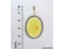 Genuine Baltic amber Silver pendant with fossil inclusion- Caddisfly Trichoptera #s080-003
