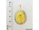 Genuine Baltic amber Silver pendant with fossil inclusions - 2 Long-legged flies Dolichopodidae #s080-006