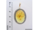 Genuine Baltic amber Silver pendant with fossil inclusion- Caddisfly Trichoptera #s080-004